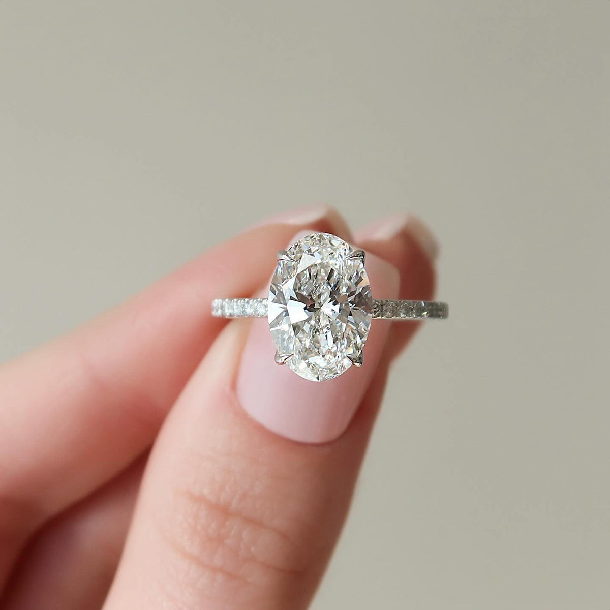 1.00 -3.00 CT Oval  Lab Grown Diamond Pave Engagement Ring