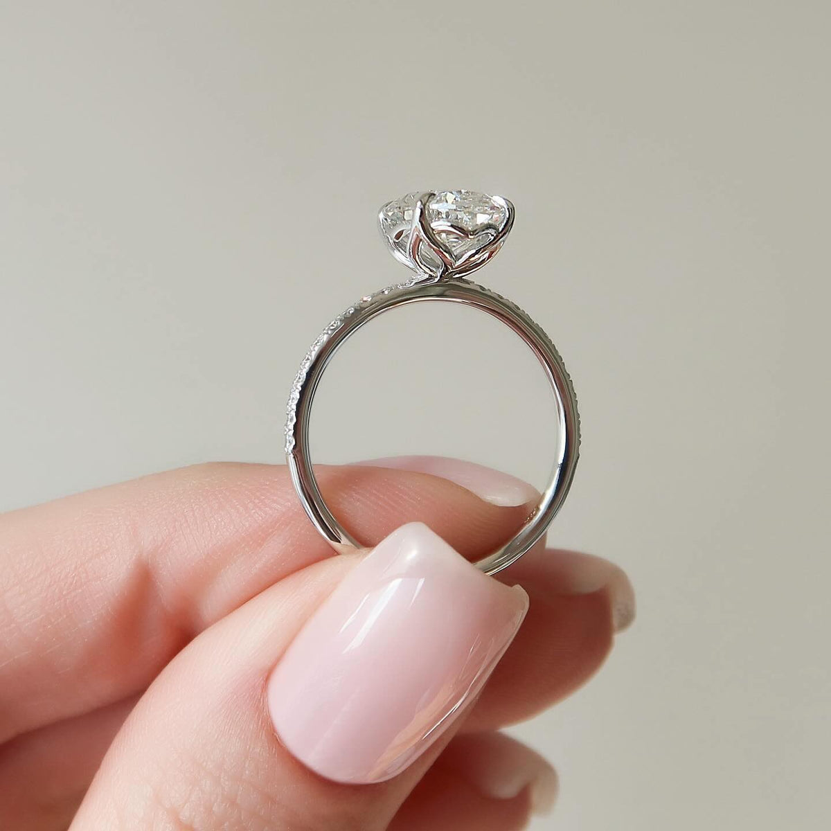 1.00 -3.00 CT Oval  Lab Grown Diamond Pave Engagement Ring