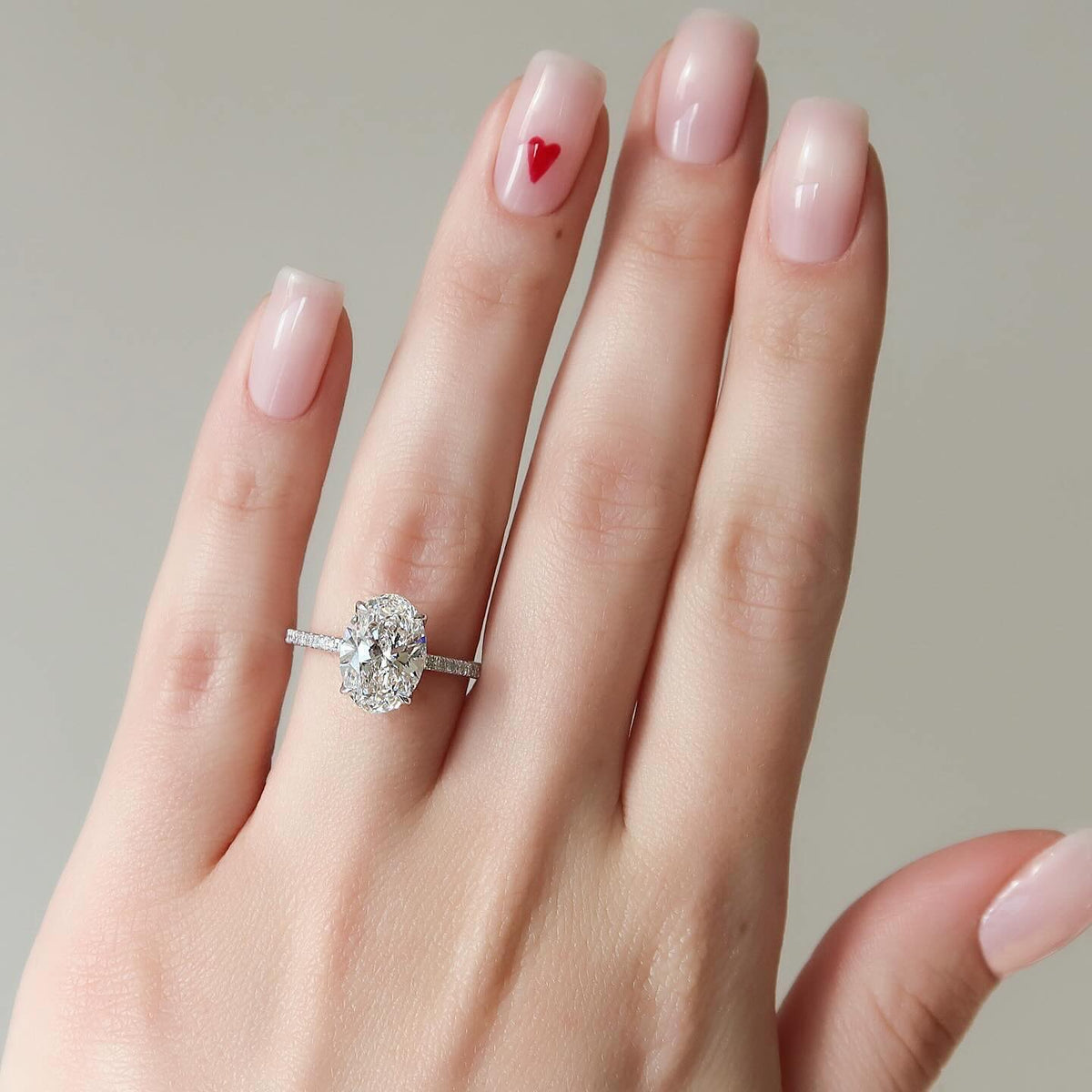 1.00 -3.00 CT Oval  Lab Grown Diamond Pave Engagement Ring