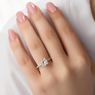 1.50-3.50 CT Princess CVD Diamond Pave Engagement Ring