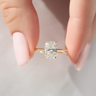 1.0 -3.0 CT Elongated Cushion CVD Diamond Solitaire Engagement Ring