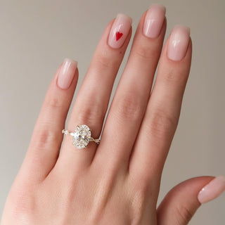 1.50-3.50 CT Oval CVD Diamond Hidden Halo & Pave Engagement Ring