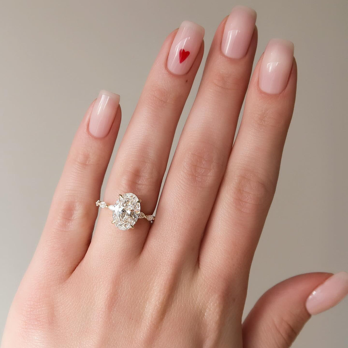 1.00-3.00 CT Oval Lab Grown Diamond Hidden Halo Engagement Ring