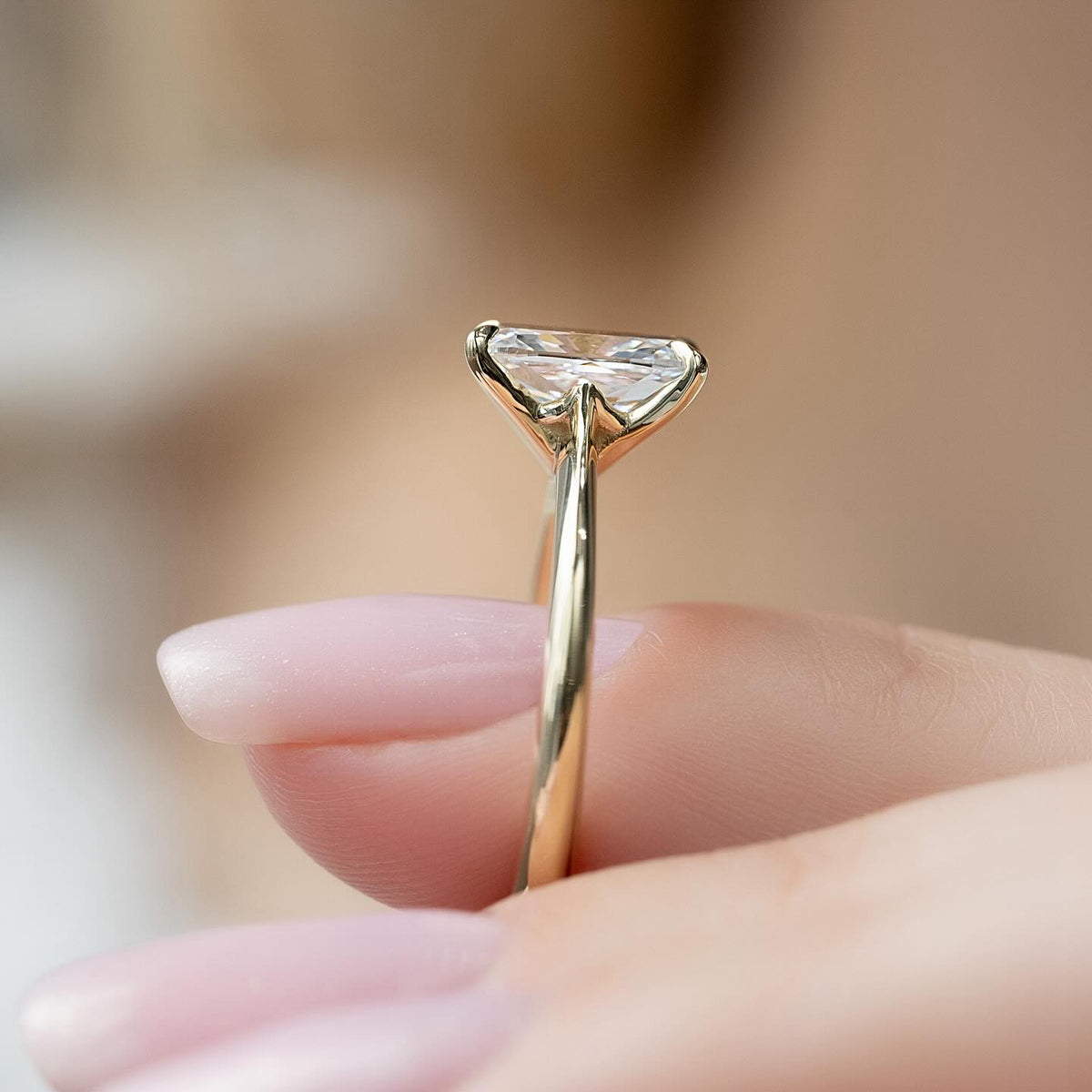 1.0 -3.0 CT Elongated Cushion Lab Grown Diamond Solitaire Engagement Ring