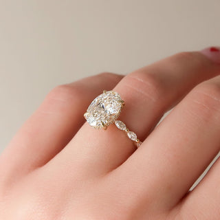1.50-3.50 CT Oval CVD Diamond Hidden Halo & Pave Engagement Ring