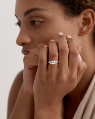 1.0 CT Marquise CVD Diamond Unique Style Engagement Ring