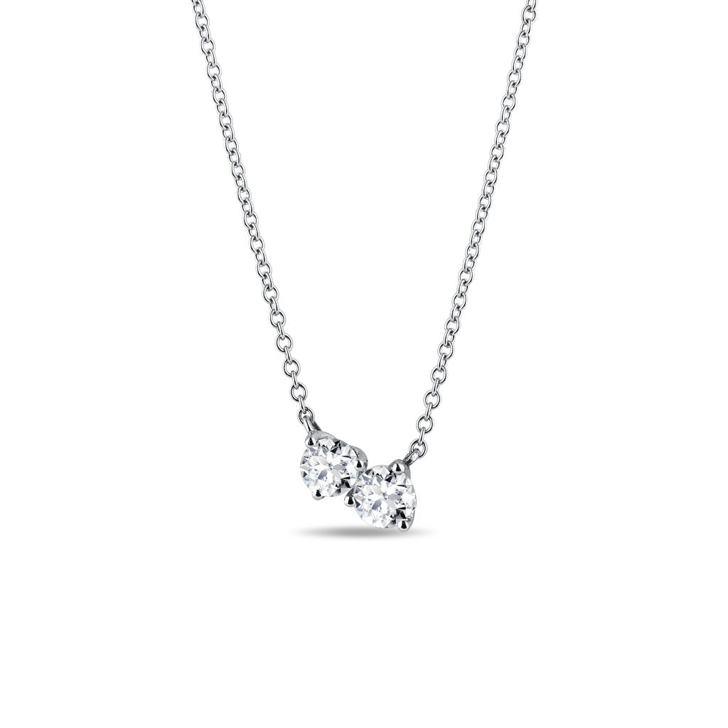 0.35 TCW Round Moissanite Diamond Two Stones Pendent Necklace - violetjewels