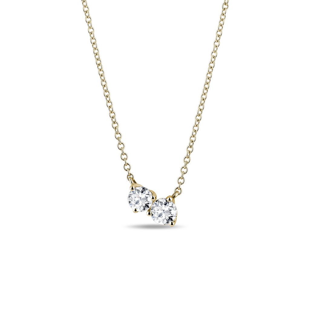 0.35 TCW Round Moissanite Diamond Two Stones Pendent Necklace - violetjewels