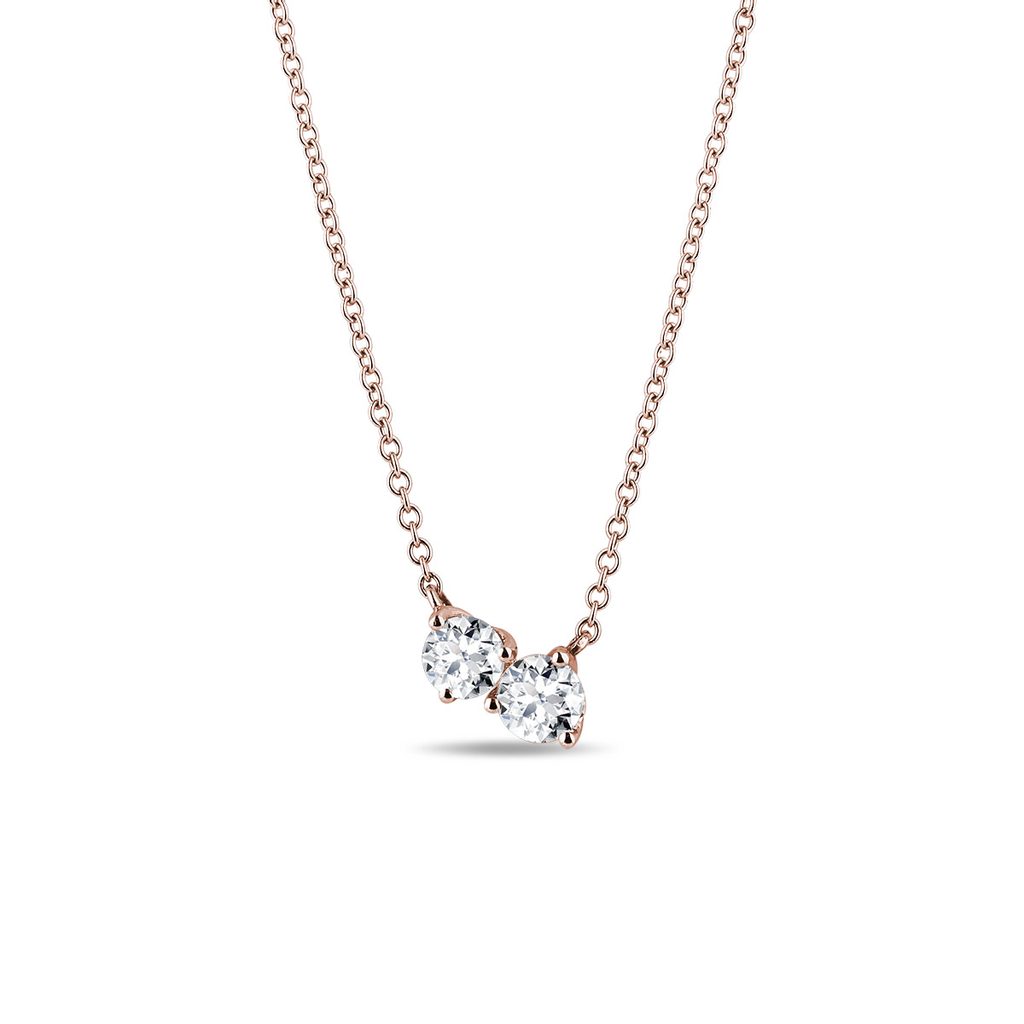 0.35 TCW Round Moissanite Diamond Two Stones Pendent Necklace - violetjewels