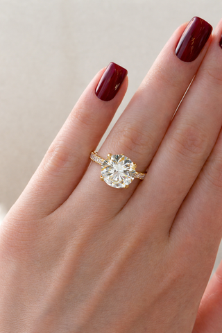 2.37 - 4.37 CT Round  Lab Grown Diamond Pave Style Engagement Ring