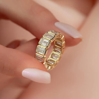 5.50 TCW Emerald  Diamond Bezel Eternity Wedding Band
