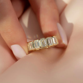 5.50 TCW Emerald  Diamond Bezel Eternity Wedding Band