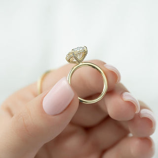 1.50 -3.50 CT Oval CVD Diamond Hidden Halo Engagement Ring
