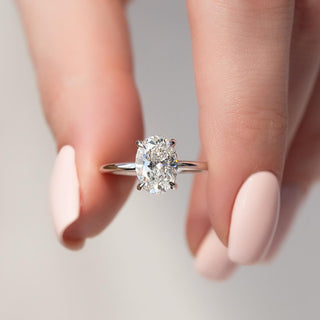 1.0-3.0 CT Oval CVD Diamond Hidden Halo Engagement Ring