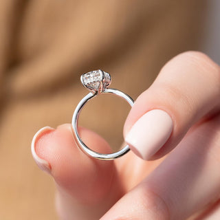 1.0-3.0 CT Oval CVD Diamond Hidden Halo Engagement Ring