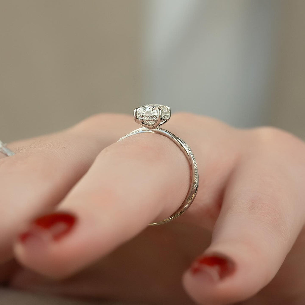 1.50-3.50 CT Elongated Cushion Lab Grown Diamond Twisted Engagement Ring