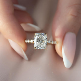 1.0-3.0 CT Elongated Cushion CVD Diamond Halo & Pave Engagement Ring