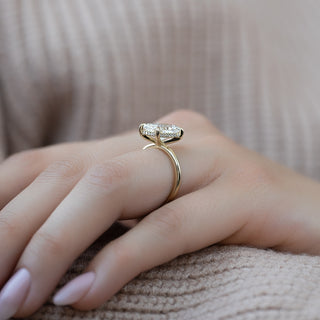 1.0-3.0 CT Radiant  Lab Grown Diamond Hidden Halo Engagement Ring
