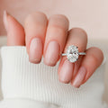 1.00-3.00 CT Oval Lab Grown Diamond Hidden Halo Engagement Ring