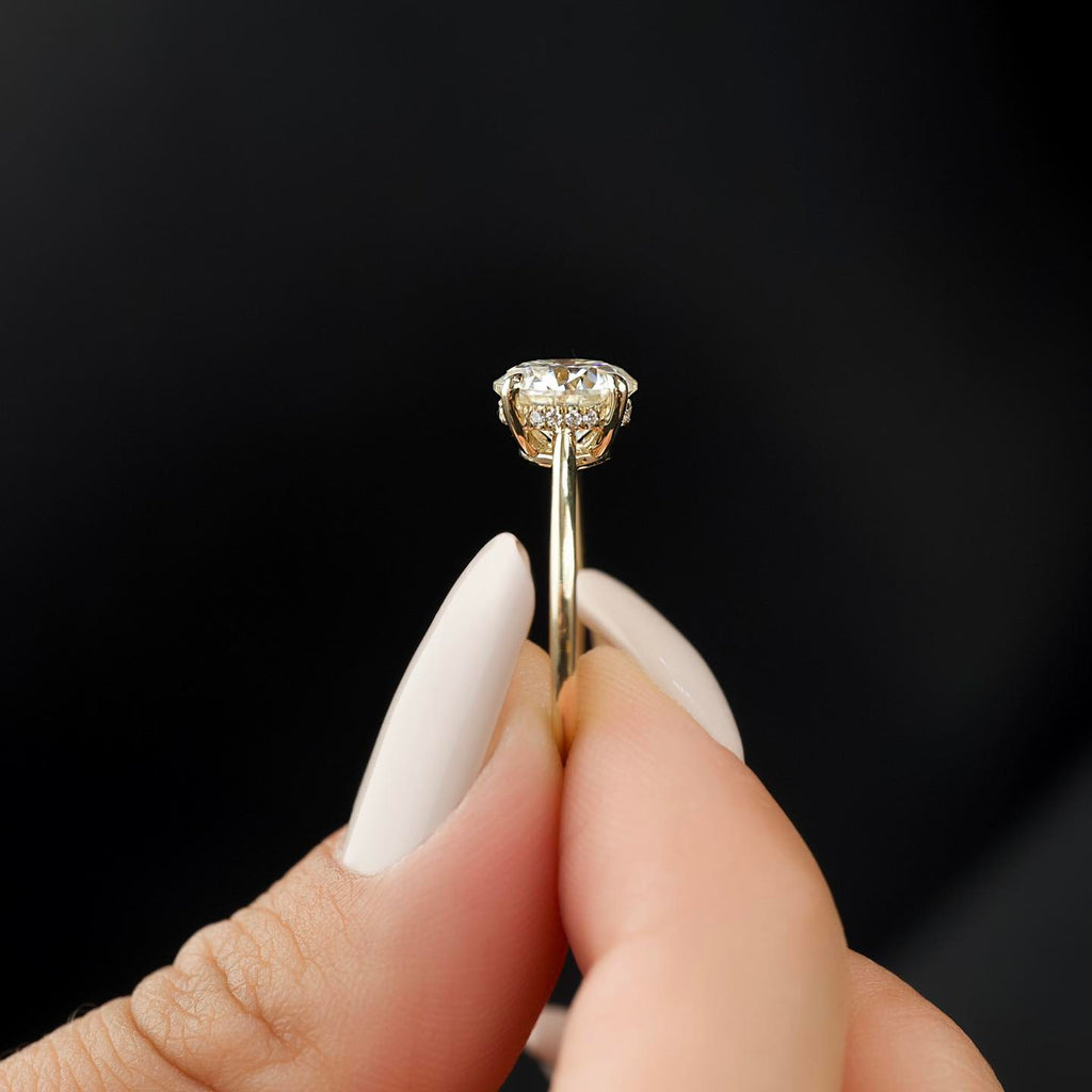 1.0-3.0 CT Round Lab Grown Diamond Hidden Halo Engagement Ring