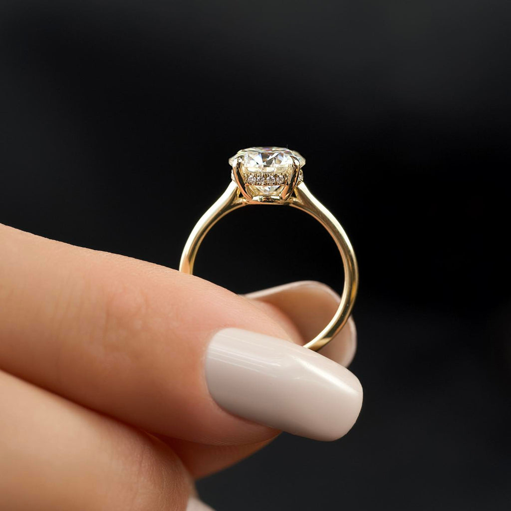 1.0-3.0 CT Round Lab Grown Diamond Hidden Halo Engagement Ring