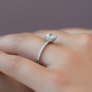1.0-3.0 CT Cushion CVD Diamond Hidden Halo & Pave Engagement Ring
