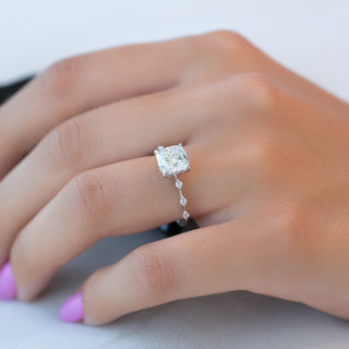 1.0-3.0 CT Cushion CVD Diamond Dainty Engagement Ring