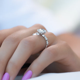 1.0-3.0 CT Cushion CVD Diamond Dainty Engagement Ring
