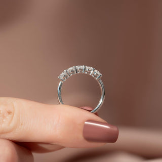 1.50 TCW Oval Diamond Half Eternity Wedding Band