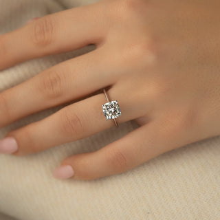1.50-3.50 CT Cushion CVD Diamond Solitaire Engagement Ring