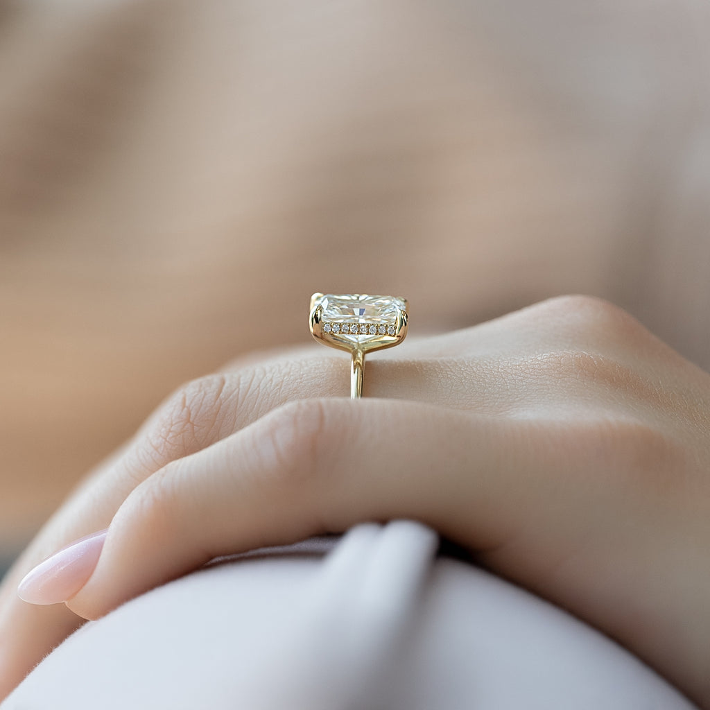 1.0-3.0 CT Radiant Lab Grown Diamond Hidden Halo Engagement Ring