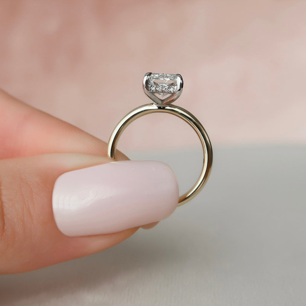 1.00-3.00 CT Radiant Lab Grown Diamond Hidden Halo Engagement Ring