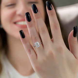 1.50-3.50 CT Radiant CVD Diamond Hidden Halo & Pave Engagement Ring