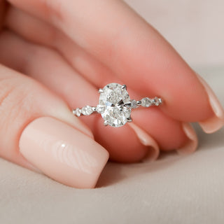 1.50-3.50 CT Oval CVD Diamond Hidden Halo & Pave Engagement Ring
