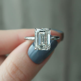 1.0 -3.0 CT Emerald CVD Diamond Hidden Halo Engagement Ring