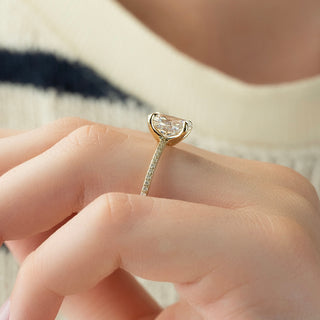1.50-3.50 CT Oval CVD Diamond  Pave Engagement Ring