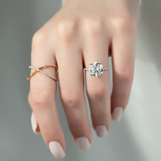 2.50 -3.50 CT Oval CVD Diamond Pave Engagement Ring