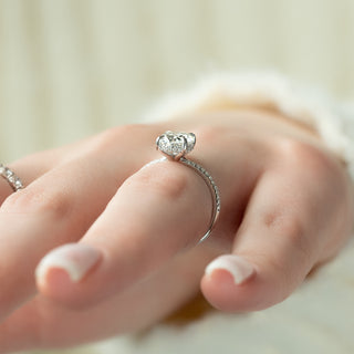 1.50-3.50 CT Oval CVD Diamond Hidden Halo & Pave Engagement Ring