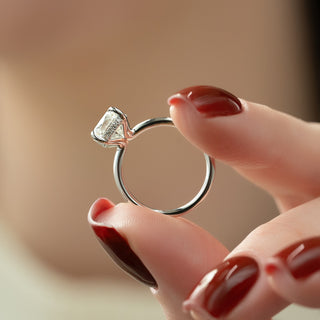 1.0 -3.0 CT Elongated Cushion CVD Diamond Hidden Halo Engagement Ring
