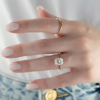 2.0-4.0 CT Elongated Cushion CVD Diamond Hidden Halo Engagement Ring