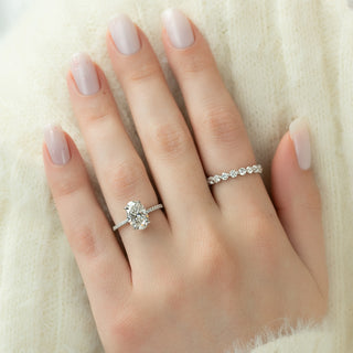 1.50-3.50 CT Oval CVD Diamond Hidden Halo & Pave Engagement Ring
