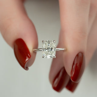 1.0 -3.0 CT Elongated Cushion CVD Diamond Hidden Halo Engagement Ring