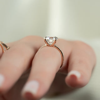 2.50 -3.50 CT Oval CVD Diamond Pave Engagement Ring