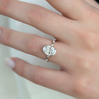 1.0-3.0 CT Oval CVD Diamond Hidden Halo & Pave Engagement Ring
