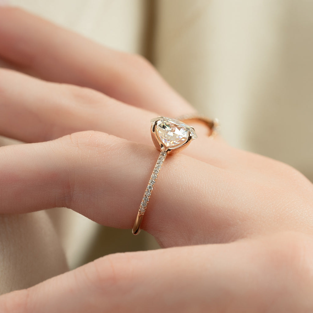 2.50 -3.50 CT Oval  Lab Grown Diamond Pave Engagement Ring
