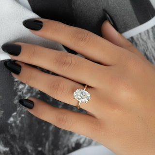 2.0-3.0 CT Oval CVD Diamond Hidden Halo Engagement Ring