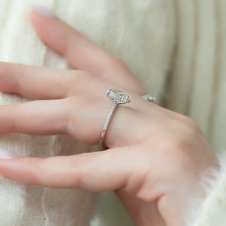 1.50-3.50 CT Oval CVD Diamond Hidden Halo & Pave Engagement Ring