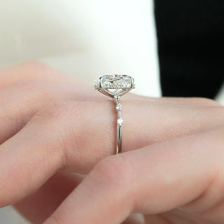 1.0-3.0 CT Oval CVD Diamond Hidden Halo & Pave Engagement Ring