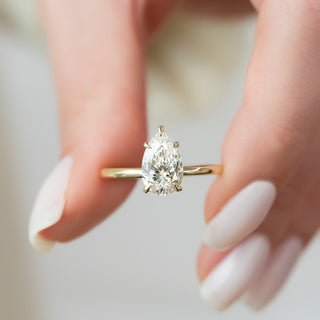 1.50-3.50 CT Pear CVD Diamond Solitaire Engagement Ring