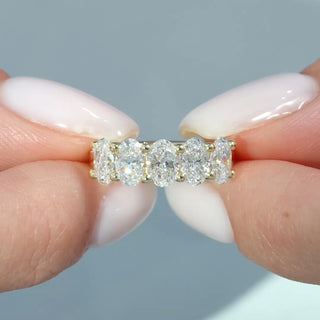 2.0 TCW Oval Diamond Five Stone Wedding Band